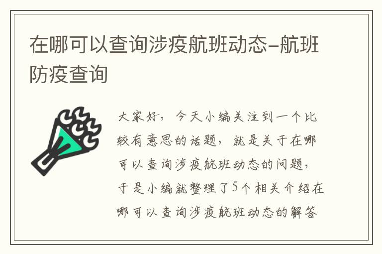 在哪可以查詢涉疫航班動(dòng)態(tài)-航班防疫查詢