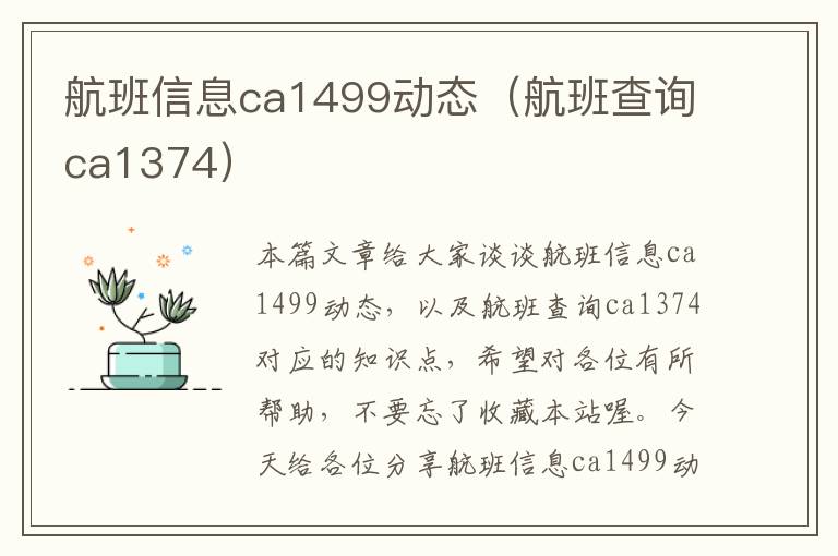 航班信息ca1499動(dòng)態(tài)（航班查詢ca1374）