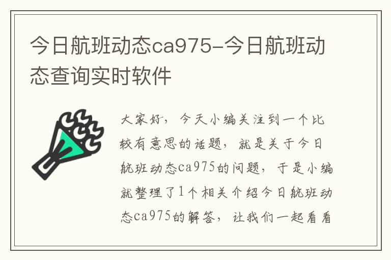 今日航班動(dòng)態(tài)ca975-今日航班動(dòng)態(tài)查詢實(shí)時(shí)軟件