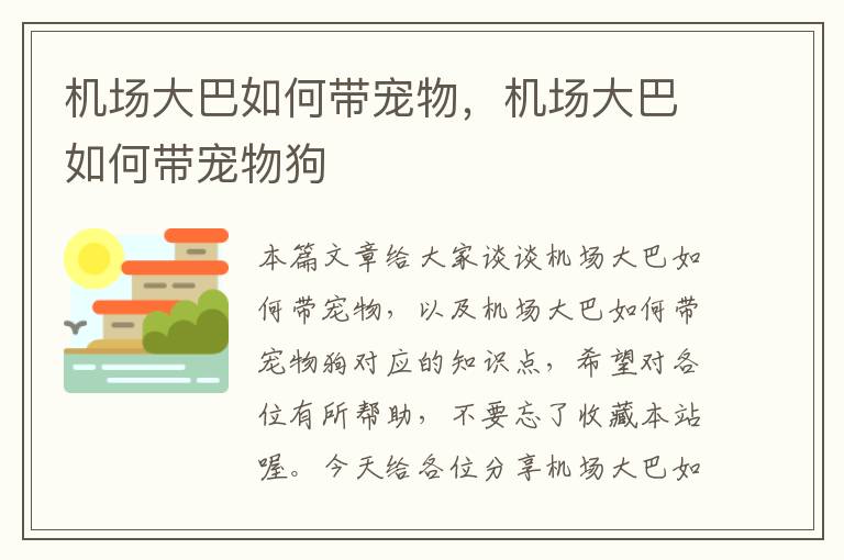 機場大巴如何帶寵物，機場大巴如何帶寵物狗