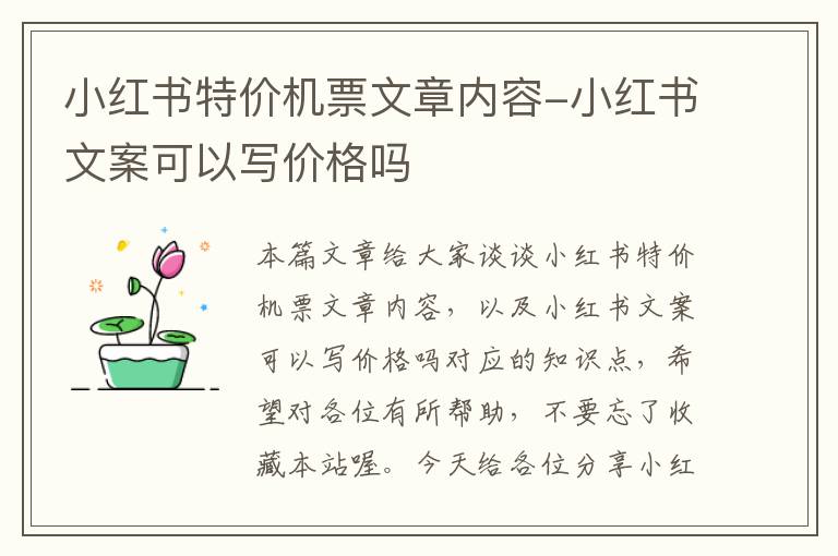 小紅書特價機票文章內容-小紅書文案可以寫價格嗎