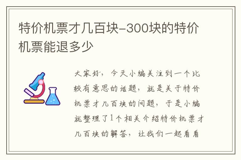 特價(jià)機(jī)票才幾百塊-300塊的特價(jià)機(jī)票能退多少