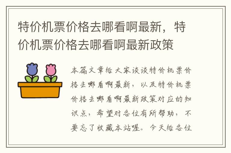 特價機票價格去哪看啊最新，特價機票價格去哪看啊最新政策