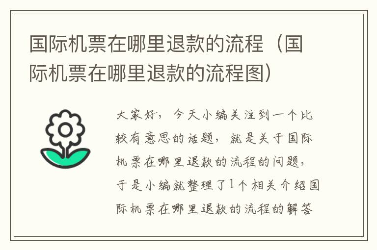 國際機票在哪里退款的流程（國際機票在哪里退款的流程圖）