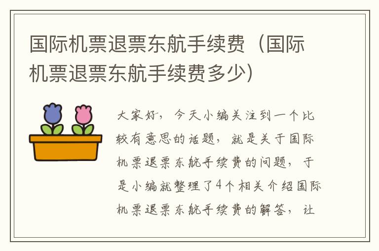 國際機票退票東航手續(xù)費（國際機票退票東航手續(xù)費多少）