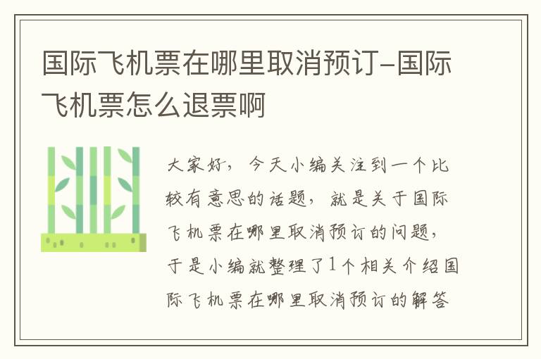 國際飛機(jī)票在哪里取消預(yù)訂-國際飛機(jī)票怎么退票啊